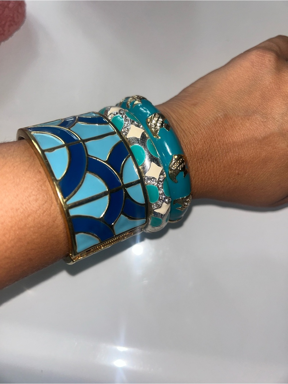 Turquoise and Blue Bangle Bracelet Set - Women Jewelry